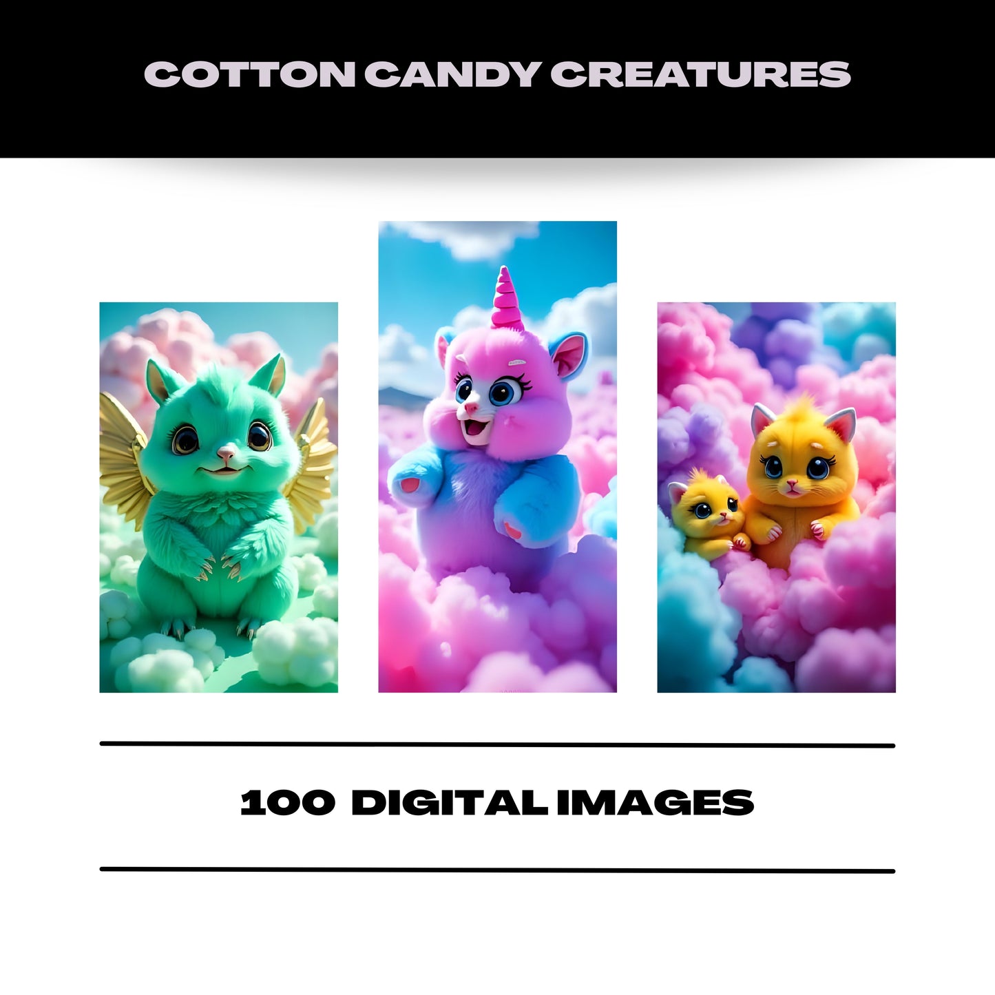 Cotton Candy Cloud Creatures 100 Piece Image Collection