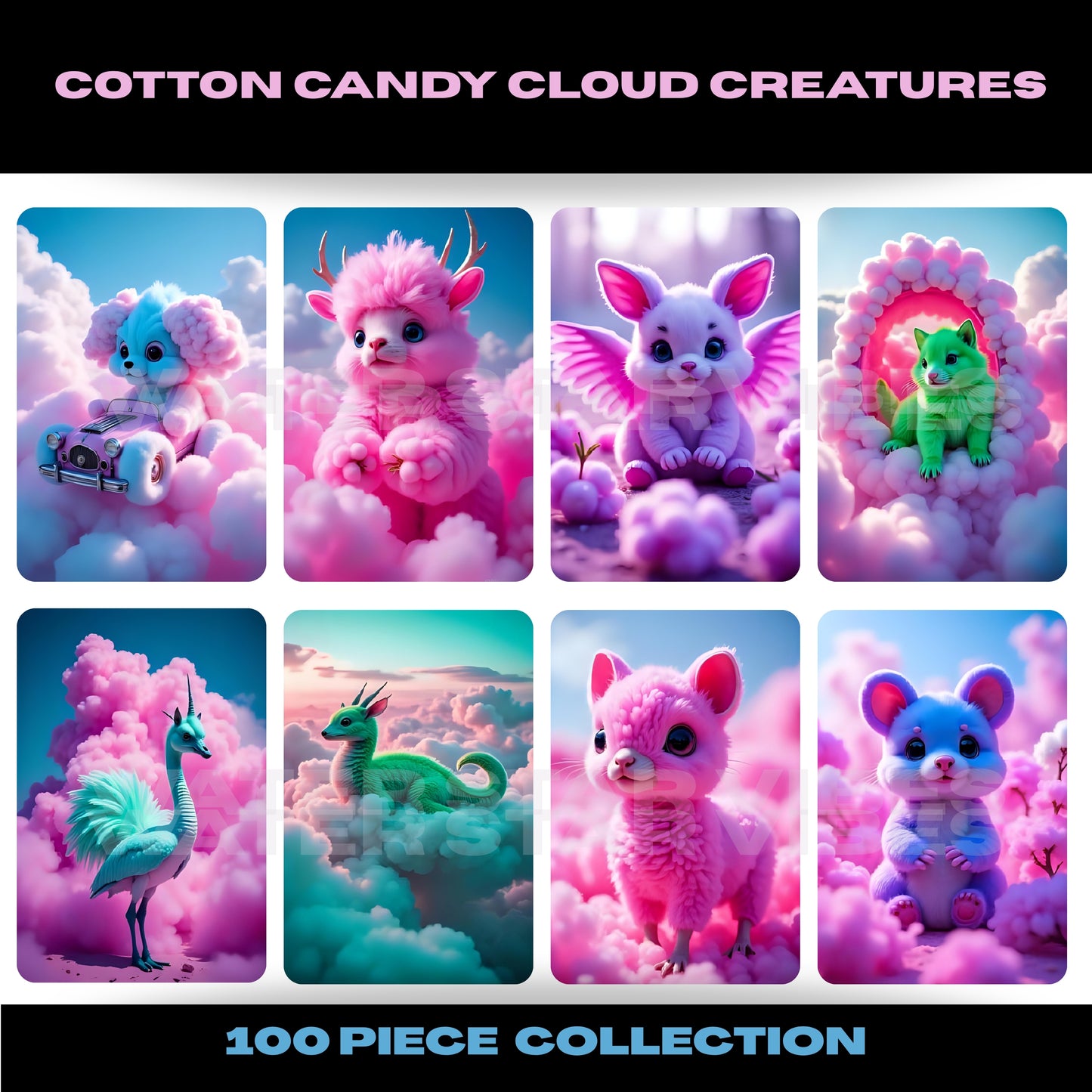 Cotton Candy Cloud Creatures 100 Piece Image Collection