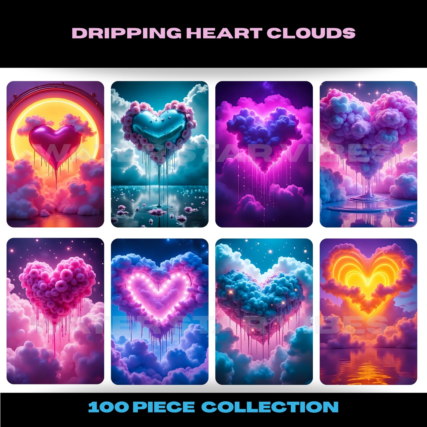 Dripping Heart Clouds 100 Piece Collection